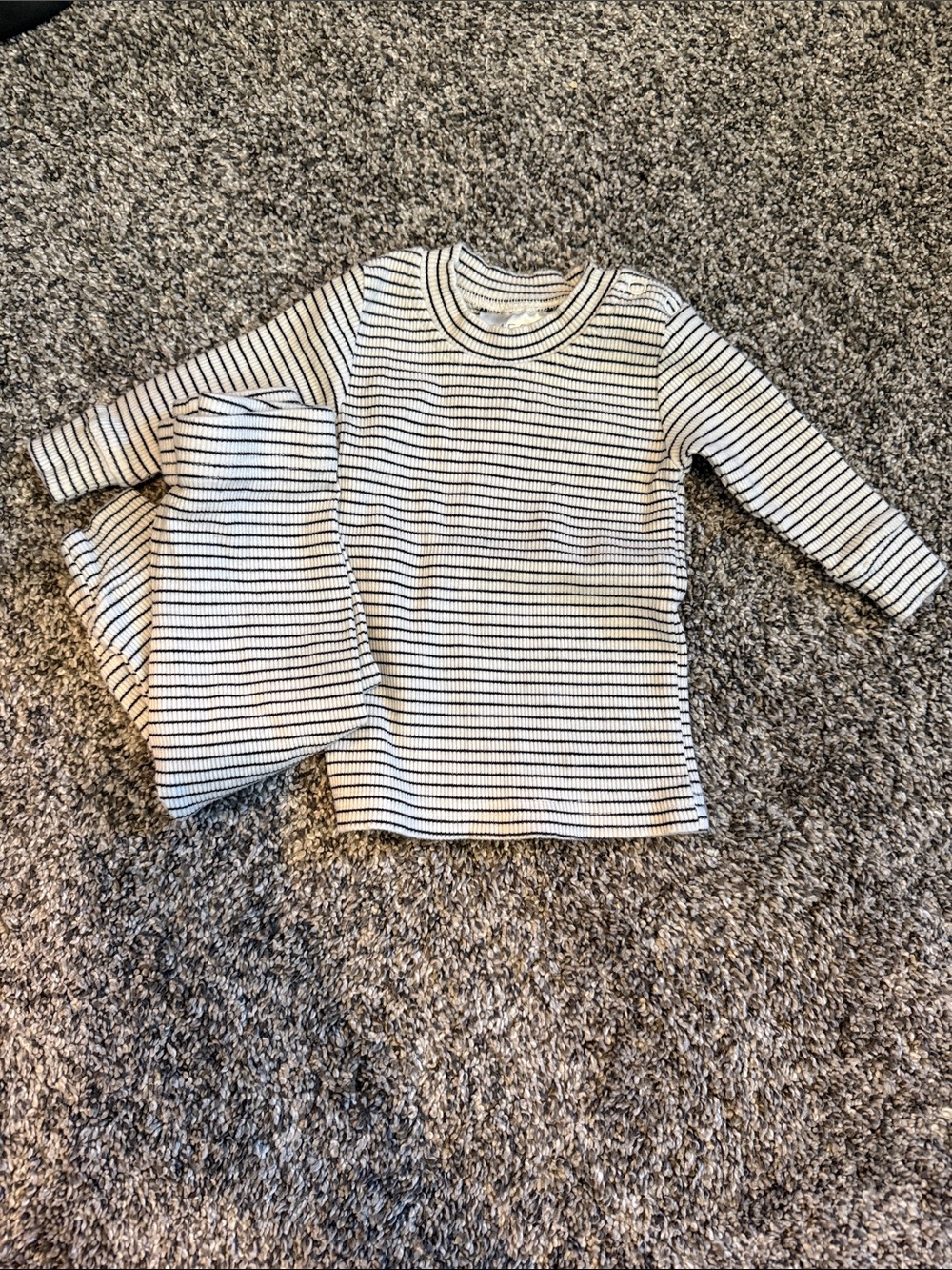 Mebie Baby Matching Set Pants Shirt Ribbed White and Black Striped 0-3M